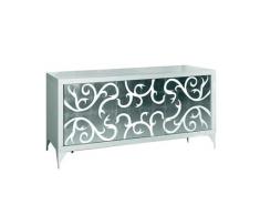 Mar.c.a. Design Credenza colore bianco e tre ante laminate argento con decori cm 180 x 45 cm h 81 cm,smontata.