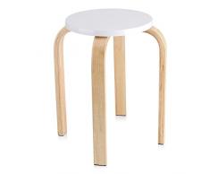 Sgabello in legno, sgabello impilabile, sgabello da cucina, soggiorno, arredamento, decorazione per la vostra cucina, la vostra sala da pranzo o la casa, 45,5 x 30 cm (bianco)