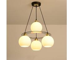 KRIPINC Lampadario a Sospensione 4 Luci, Lampada a Sospensione con Paralume Sfera in Vetro Bianco, Lampada da Soffitto Oro Nero, Lampadario Moderno per Soggiorno Camera da Letto Sala da Pranzo Cucina