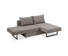 EVERGREENWEB - Divano letto chaise longue 3 posti trasformabile in comodo Letto Matrimoniale | Divano letto Angolare con Penisola | Design Moderno lunghezza 230 cm | Colore Tortora | Angélique