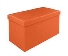 Homelux pouf pieghevole pouf contenitore cubo imbottito poggiapiedi panca cassapanca sgabello ottomano box pelle sintetica 76 x 38 x 38 cm Arancio