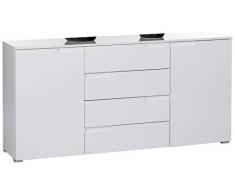 Stella Trading Spice Credenza con cassetti in Bianco Lucido-comò Moderna con Molto Spazio per la Soggiorno, Engineered Wood, 165 x 80 x 40 cm