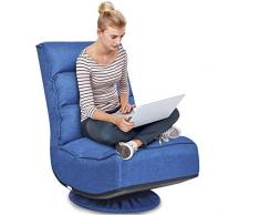 COSTWAY Poltrona Relax da Terra Pieghevole Reclinabile Girevole, Poltrone da Divano per Studio Salotto, con Schienale, Ottima per Rilassarti (Blu)