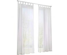 Tenda con passanti realizzata a mano, 145 x 140 cm, colore: sabbia, bianco, H*B 245*140cm