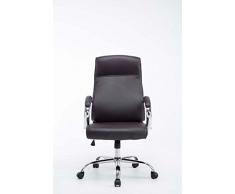 CLP Sedia da ufficio LAUSANNE XXL, similpelle, capacità di carico massimo 210 Kg, imbottita, altezza regolabile, ergonomica, rinforzata, oscillante, ruote antiattrito, braccioli, stabile marrone