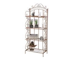 CLP Étagère in Ferro Richiudibile Antje I Scaffale Rustico Cucina 4 Ripiani I Scaffale Espositore Shabby Chic per Piante E Fiori, Colore:Bianco Crema