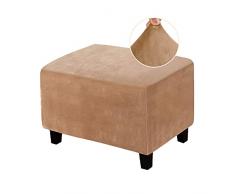 LiveGo Copri Poggiapiedi, Copertura Ottomana, Copri Pouf Rettangolare in Velluto Lavabile, Copertura Pouf Rettangolare Antipolvere Staccabile Elastica (XL, cammello)