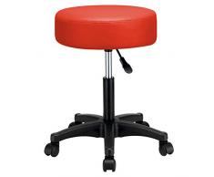 Casaria Sgabello Girevole | Altezza Regolabile 46-61 cm | Similpelle | Girevole 360° | Imbottitura della Seduta 10 cm | Rosso