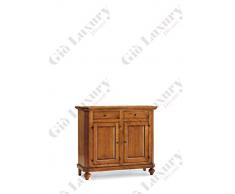 Credenza, stile classico, in legno massello e mdf con rifinitura in noce lucido - Mis. 104x43x98