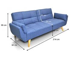 Divano letto in tessuto blu - Divanetto 3 posti mod.Ambra rivestito in tessuto.