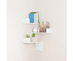 EUGAD Scaffale da Parete a 3 Ripiani, Mensola da Muro Moderna in Legno, Mensola Angolare Portaoggetti Porta Libri per Soggiorno, Camera da Letto, Cucina, Bianco