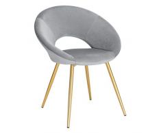 WOLTU BH23hgr-1 Poltrona Grigio Chiaro in Velluto per Cucina Soggiorno Moderna Sedia con Schienale Braccioli