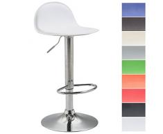 CLP Sgabello design LANA V2, sedia cucina con poggiapiedi, sgabello con piedistallo, regolabile in altezza, seduta imbottita girevole e regolabile in altezza, sgabello moderno con schienale bianco