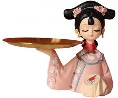 HEYONA Piatti,Vassoio di esposizione dellalimento,Vassoio di servizio,Vassoi del buffet,Gioielli decorativi del biscotto della resina della ragazza cinese, 25x22cm