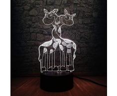 3D Illusion Night Light bluetooth Smart Control 7 e 16M App mobile a colori Visione a led Animale africano Doppia giraffa USB Umore Camera da letto per bambini Decor Carino colorato Regalo creativo