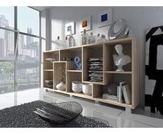 Skraut Home - Libreria a Parete/Divisoria design salon-salla pranzo e soggiorno, 8 scompartimenti portaoggeti, montaggio Orizzontale e Verticale, Rovere Chiaro, 68,5 x 161 x 25 cm