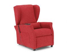 Orthomatic® - Poltrona Relax 2 Motori Elevabile Modello Orchidea Motorizzata, Roller System, Tessuto Idrorepellente Anti-Macchia. Poltrona per Anziani. Reclinabile. Iva 4% (Rosso)