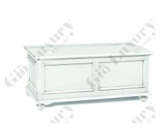 Cassapanca, stile classico, in legno massello e mdf con rifinitura in bianco opaco - Mis. 100 x 44 x 51