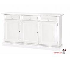 CLASSICO madia bassa Shabby Chic bianca con 2 sportelli e 2 cassetti sala 105x42x85 1384