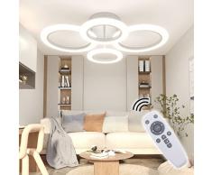 RUYI Moderna Plafoniera LED Dimmerabile Telecomando 4 Anelli Plafoniera 48W 4400LM, Plafoniera per soggiorno, Camera da letto, Cucina, Corridoio, Balcone, Sala da pranzo, Bianco, 2800-7000K