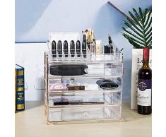 LOSYU 4-Tiers Cosmetic Storage Box Bagno Dresser Metallo Trucco dellorganizzatore dellesposizione dei monili di Alta capacità Rossetto Staccabile di scaffalature Metalliche Acrilico