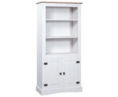 Armadio portaoggetti armadi per ufficio Armadio per ufficio Credenza in Legno di Pino Messicano Corona Bianco 80x40x170 cm Adatto per camera da letto, soggiorno, ufficio