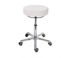 Sgabello girevole con imbottitura/similpelle, modello 3862.1, con ruote, seduta in similpelle, bianco (alto), di Lotz