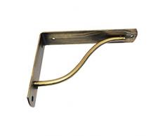 Reggimensola darredoCurva supporti e staffe arredo casa in diversi colori e misure, resistenza e design (Ottone spazzolato, 24 cm)