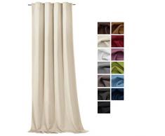 Tenda con bordo arricciato e passanti nascosti oscurante, isolante da freddo e caldo, oscurante, HXB 245 x 135 cm qualità top Typ139 crema