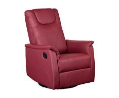 Totò Piccinni Poltrona Relax Reclinabile RONDA a Dondolo con Base Girevole e Poggiapiedi (Ecopelle Bordeaux)