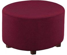 C/N Copri Pouf Rotondo Elasticizzato Fodera per ottomana Copertura ottomana Rivestimento ottomano Pouf Rotondo Copertura per poggiapiedi Vino Rosso