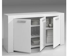 Furniturefactor Corinto A1 Buffet, Legno_Composito, Bianco, 80 x 144 x 42 cm