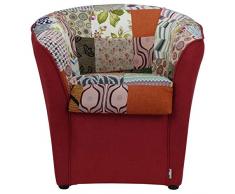 Totò Piccinni Poltrona a POZZETTO Design | Alta QUALITA | Made in Italy (Tessuto Patchwork Bordeaux)