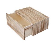 Serie Vintage mensola ripiano con cassetto HWC-C55 Legno 30x46x21cm - Naturale