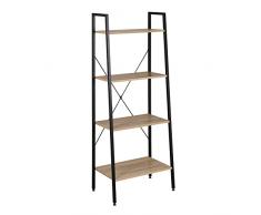 WOLTU RGB9283hei Scaffale a Scala in Acciaio Legno 4 Ripiani Libreria Scarpiera Mensola Fioriera Balcone