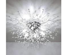 Rayofly Lampade a sospensione Camera Da Letto, Cromo Lampadario Moderno, Plafoniera soffitto con cristalli di fuochi dartificio, 6 G9, per Soggiorno, Cucina