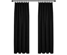 Deconovo Tende Oscuranti per Interni 2 Pezzi, Termiche Isolanti, Tende Soggiorno Moderne, 140x210 CM (Larghezza x Altezza), Nero