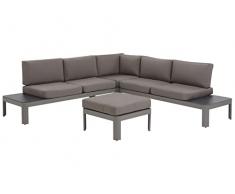 Beliani Set da Esterno Divano Angolare con Ottomana in Alluminio Grigio 6 Posti Ferentino