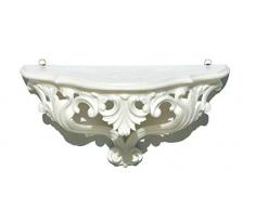 Ideacasa Mensola Consolle Bianco Stile Barocco Luigi XVI Finto Vintage cm 20x38,5x15,5