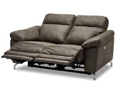 Ibbe Design Divano Reclinabile 2 Posti Marrone Poltrona Relax Elettrico e Design Moderno Selesta in Tessuto, Imbottito con Braccioli e Poggiapiedi e con Porta USB