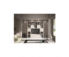 LIBRERIA PARETE MODERNO SOGGIORNO PORTA TV LEGNO BIANCO FRASSINATO COMPONIBILE