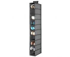 mDesign Portascarpe da appendere – Perfetta scarpiera e organizer armadio con 10 scomparti – Funzionale scaffale per scarpe, vestiti e accessori – grigio/nero