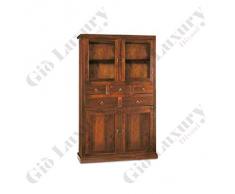 ZeroDueZero Mobile Dispensa, Stile Classico, in Legno Massello E MDF con Rifinitura in Noce Lucido - Mis. 120 X 41 X 187