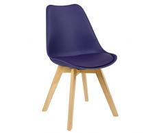 Woltu BH29la-2 Sedia da Pranzo Sala Cucina Seggiola Sgabello con Schienale Ecopelle Legno di Faggio Moderno Comodo Viola 2 Pezzi