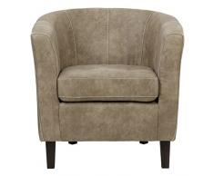 Totò Piccinni Poltrona CLUB poltroncina in similpelle imbottita design vintage (Crema)