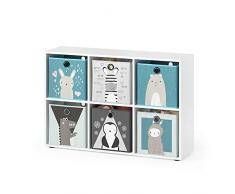 Vicco Divisorio Scaffale Libreria bianco 6 scomparti Scaffale a colonna Contenitori pieghevoli per bambini