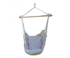 Sedia poltrona a dondolo in cotone con traversa di sostegno colore naturale 100 x 90 cm