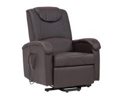 Milani Home s.r.l.s. Poltrona Relax Massaggiante Elettrica Confort Imbottita Marrone per Interno Salotto per Anziani