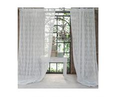 Blanc Mariclo Set 2 Pannelli Tenda con Passanti INTARSIO Bianco 150x300+10 cm