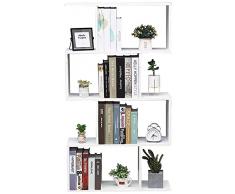 Etnicart - Libreria Scaffale Bianca Ufficio Moderna Contemporanea Bifacciale Divisorio Legno Casa Giorno 70x23.5x127.5 Autoportante Mensole Scaffali Cubi Muro Design Ingresso Soggiorno